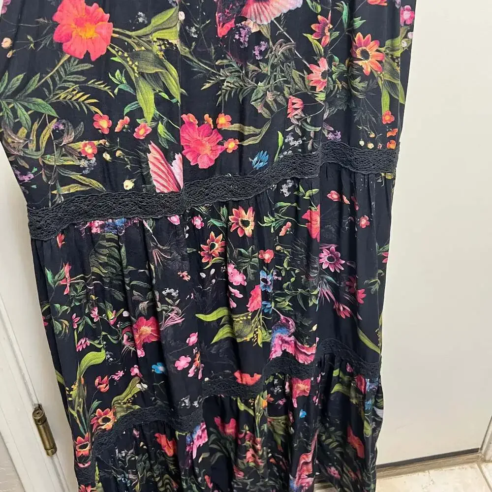 Next Beachwear Black and Floral Lace Dress - Maxi Size UK 10 - Picture 7 of 12